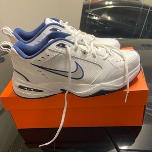 Nike White and Blue Men's Sneakers